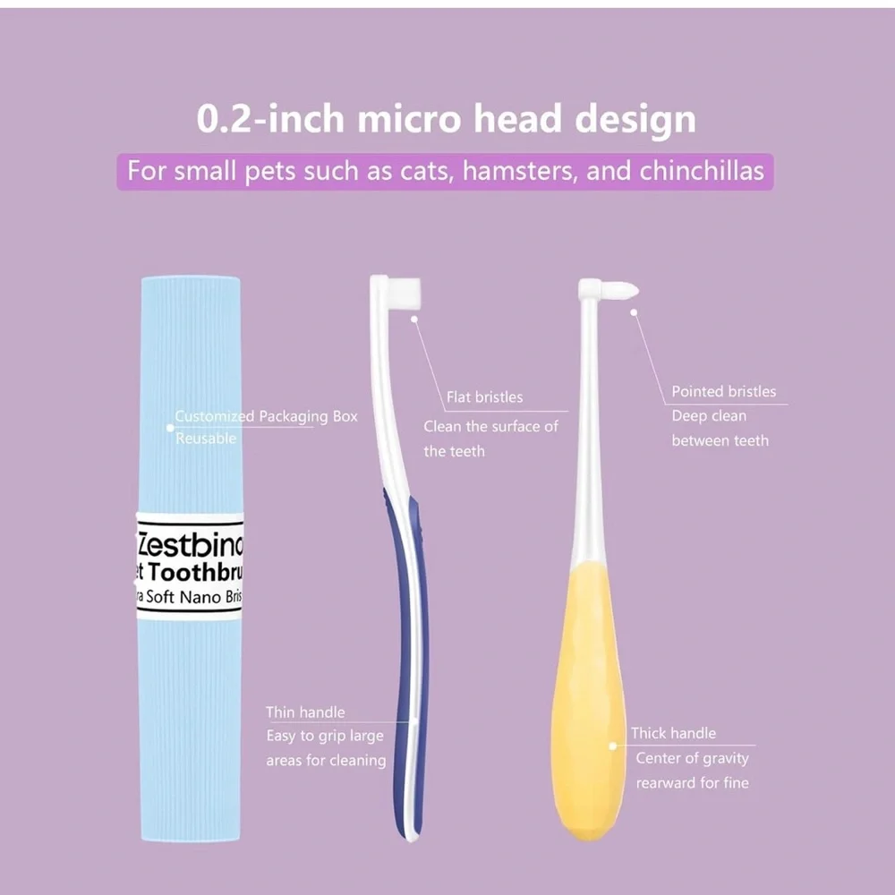 Ultra Soft Nano Bristles Cat Toothbrush,Pet Dental Care Kit,Kitten Toothbrush
